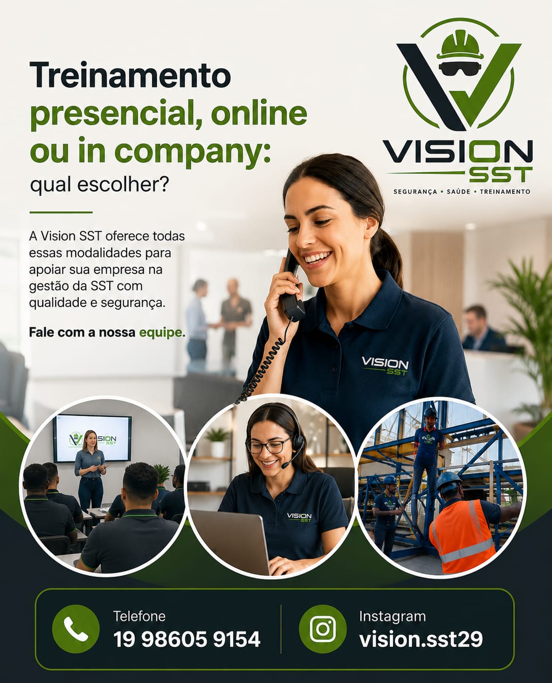 Treinamento presencial, online ou in company com a Vision SST